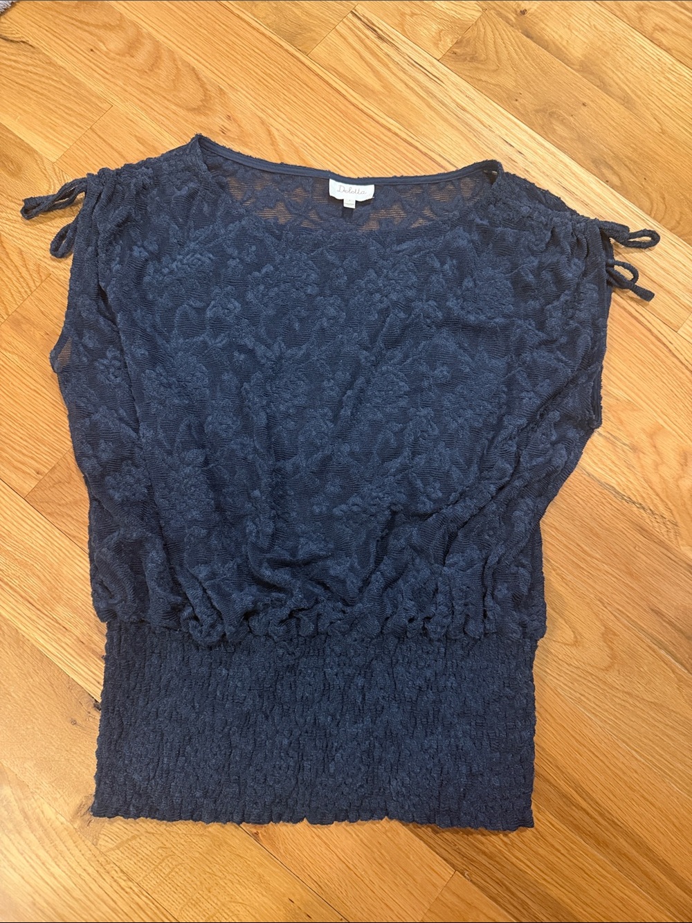 Anthropologie | Deletta Navy Knit Label Top Size S